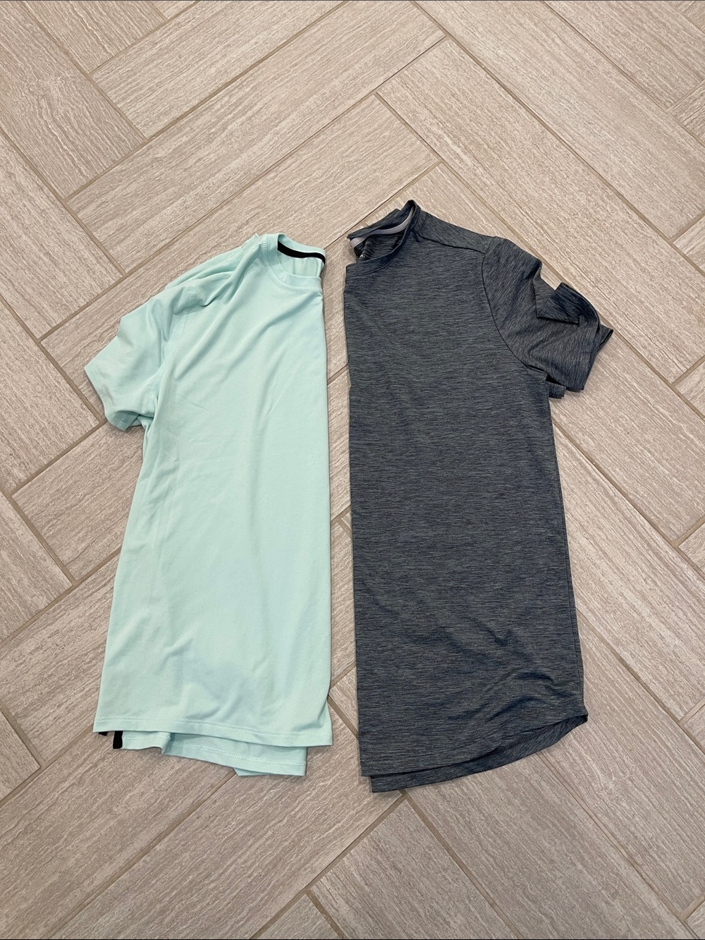 Two Men’s all in motion Crew Neck Tee in Mint and Charcoal